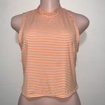 Athleta  striped orange & white cropped sleeveless shirt top woman size MEDIUM Photo 0