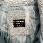 Streetwear Society NWT Womens Medium Light Blue Puffer Fleece Crop Top Jacket Photo 1