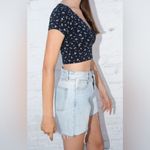 Brandy Melville Floral Amara V-Neck Crop Top - Black OS Photo 4