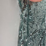 Toccin Dress Womens 4 Blue Sequin Cut Out Gown Formal Long Mesh Cocktail Party Blue Photo 13