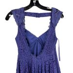Free People  Purple Lace Sleeveless V Neck Mini Dress Scalloped Edges Size 0 Photo 5