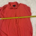 Premise  pink coral short sleeve button down shirt top blouse woman’s medium Photo 3
