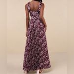 Lulus NWT LULU’S Illustrious Aura Plum Purple Floral Bustier Tie Strap Maxi Dress L Photo 3