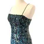 Emporio Armani Vintage Silk Sequin Dress Blue Green Black Asymmetric Size 8 Photo 1