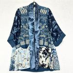 John Mark  Print Embroidered Kimono Size Medium Floral Patchwork Boho Photo 0