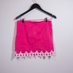 Lilly Pulitzer  Vintage White Label Lace Applique Cotton Stretch Mini Skirt Pink Photo 3