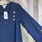 Peck & Peck  SZ. Small Navy Blue Crewneck 3/4 Sleeve w/a Crossover wrap S… Photo 2