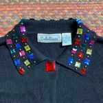 VINTAGE JEWELED BLACK KNIT CARDIGAN Photo 1