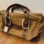 Bath & Body Works Bath Body Works Suede Faux Leather Croc Travel Duffle Bag Carry On Brown Tan 20" Photo 0