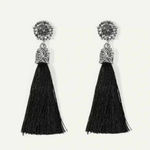 🆕Rhinestone Engraved Tassel Drop Earrings🆕 Silver Photo 1