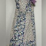 Humming Floral Vine Strap Dress Fairy Cottage Milkmaid Feminine Fae Earthy Blue Size M Photo 0