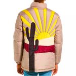 NWT WeSC Vegan Landscape Puffer Sunset Cactus Jacket Unisex Medium Yellow Photo 5