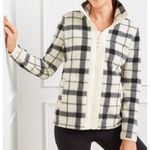 Talbots XS Fleece Zip Up Jacket Plaid Sherpa Fall Winter Warm Cozy Minimalist Black Photo 0