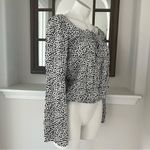 EXPRESS Square Neck Blouse, Black & White Size S Photo 2