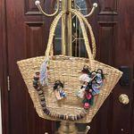 Vintage Woven Straw Basket Handbag Tote Bag Photo 0