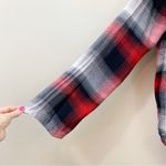 Anthropologie Cloth & Stone Plaid V-Neck High Low Red/Black/White Flannel Top Photo 4