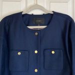J.Crew NWT Relaxed Lady Jacket Double Serge Navy Blue x Gold Collarless Wool 4 Photo 4