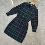 Fads Vintage 90s Y2K Tartan Plaid Corduroy Button Up Shirt Dress Long Sleeve M Green Size M Photo 3