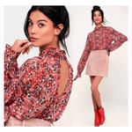 Free People NEW Women's Coral Floral All Dolled Up Mesh Crop Top Shirt Sz S Photo 1
