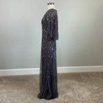 Adrianna Papell  Beaded A-Line Short Sleeve Long Evening Gown Purple Size 4 Dress Photo 4