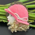 Vintage Porcelain Face Victorian Lady Head Brooch 18g Photo 0