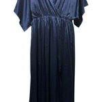 Baltic Born  Maxi Dress Sz L Blue Surplice‎ V-Neck Satin Dolman Sleeve Photo 0
