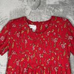 Betsy Lauren Dress Womens 6 Red Yellow Floral Midi Bohemian Cottagecore Prairie Photo 3