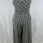 Nordstrom Nimi K gray and white striped cropped jumpsuit with pockets size large Photo 2