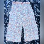 Gypsies & Moondust  Floral Print Wide-Leg Capri Pants Soft Blue Photo 1