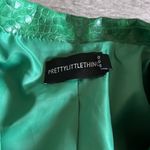 Pretty Little Thing  green croc one button blazer with shoulder pads Photo 3
