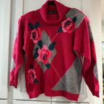 Pierre Cardin Vintage Argyle Rose Lambswool & Angora Granny Core‎ Sweater  sz Med Photo 0