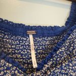 Free People  Britnee Print Smocked Floral Blue Women's Top Photo 5