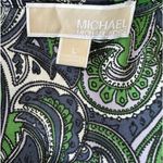 Michael Kors Paisley Print Tie Bottom Top Green Black White Fashion Blouse Photo 3