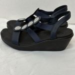Skechers Wedge Cali Rumble On Camp Glam Luxe Vegan Sandals Navy Size 9.5 Photo 2