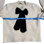 ZARA  Cream Long Sleeve Velvet Bow Sweater Women's Size Medium Photo 7