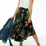CAbi  Drama Skirt Black Floral‎ Print Black Wrap Midi Style Size Medium Womens Photo 1