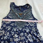 Free People  Blue Tan Crochet Beaded Accents Floral Print Sleeveless Top … Photo 7