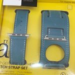 A OKAY Blue Top Genuine Leather Apple Watch Strap Set for 42mm/44mm Photo 1