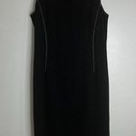 Lauren Ralph Lauren Black Knee Length Pencil Dress White Stitching Zip Back Sz 8 Photo 0