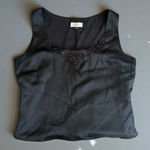 Tahari Black Satin Jeweled Tank Top Size 8 Photo 0