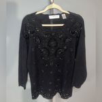 Vintage Maggie Lawrence black beaded long sleeve sweater top shirt size 18 Photo 2