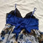 Y2K Blue and brown floral maxi dress spaghetti straps and back tie Size medium Photo 2