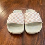 Vans Off The Wall Women's Checkerboard Pink Leather Slides Sandals Size 7 Photo 3