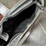 ALDO  Faux Croc Print Shoulder Bag Handbag Purse Zippers Silver Y2K Photo 9