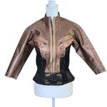 Y2K Byron Lars Beauty Mark Metallic Peplum Jacket Mixed Media Blazer Rose Sz 2 Pink Photo 0