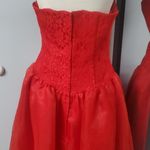 DAZZLING RED FIT N FLARE GOWN STRAPLESS LACE OVERLAY FULL ZIP BACK EMBROIDERED Size 10 Photo 13