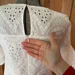 Trina Turk Praise White Eyelet Double Ruffle Sleeve Scallop Hem Dress Sz 2 π Photo 6