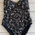Nip Tuck Swim One Piece Swim Suit Metallic Textured Leaf Black and White US 12 Photo 4