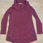 Soft Surroundings  Maroon Cowl Neck Waffle Knit Sweater Top Women's Size M‎ Photo 0