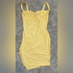 None Women’s yellow sexy lace sleeveless ruched party bodycon mini dress‎ size XS Photo 4